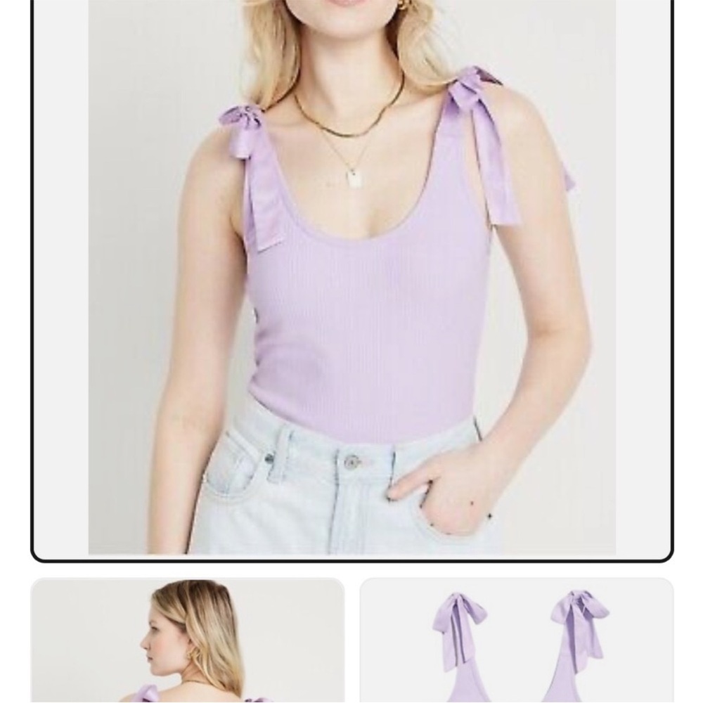Old Navy 2X Purple Lavender Ribbed Bodysuit with Bows